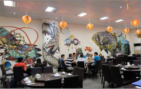 三都海鲜餐厅墙体彩绘
